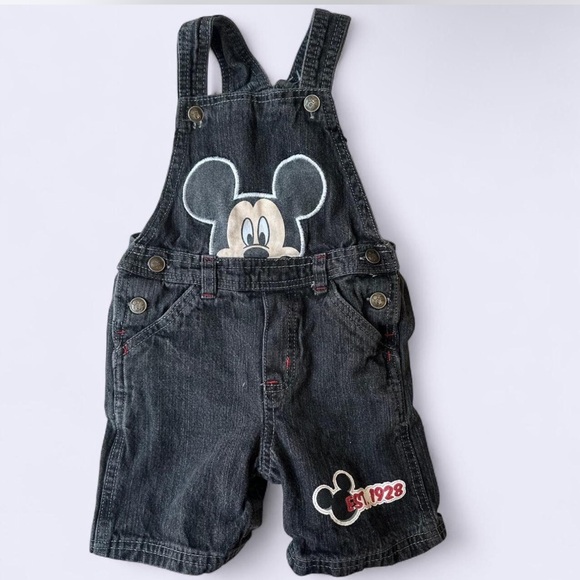 Disney Black Denim Mickey Mouse Overalls for Kids - Picture 1 of 2